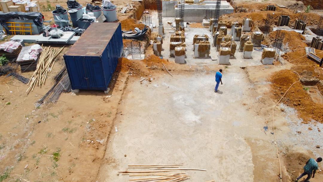 Construction team and foundation works