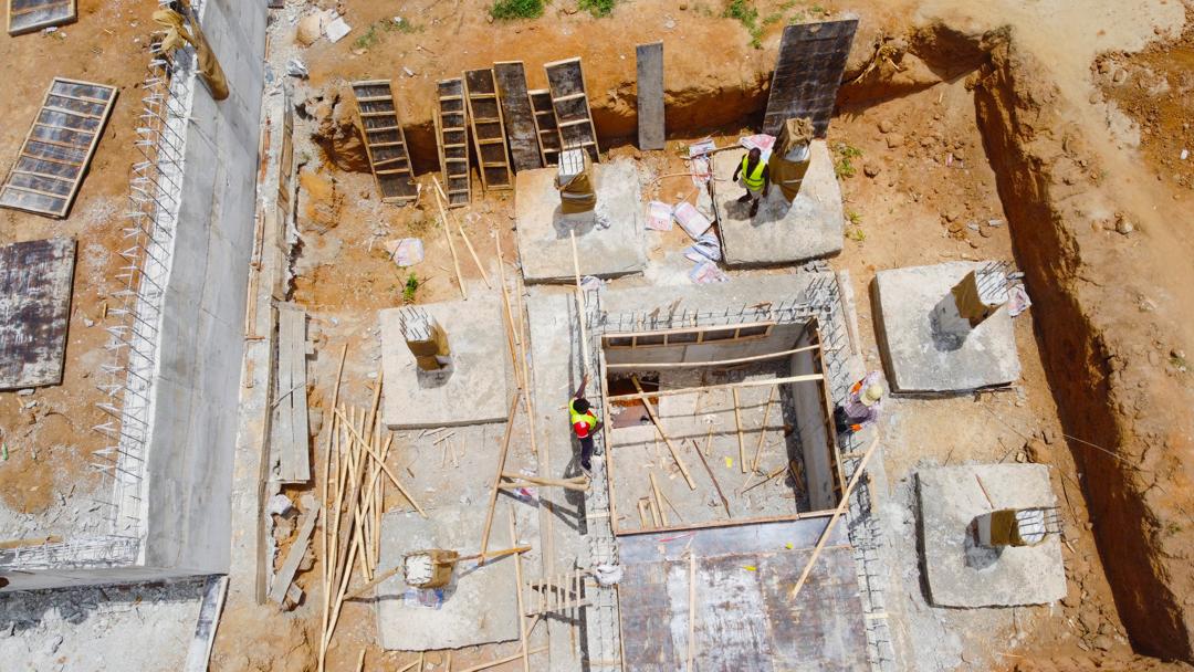Plant foundations under construction